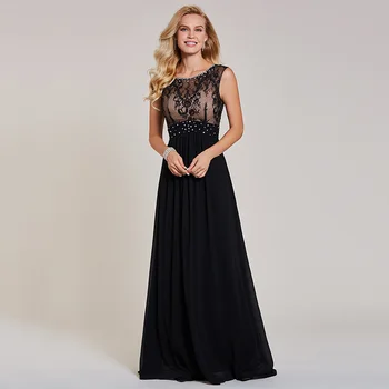 Dressv juoda vakarinę suknelę pigūs rankovių linija samtelis kaklo su užtrauktuku iki rankovių vestuves oficialią vakaro suknelės