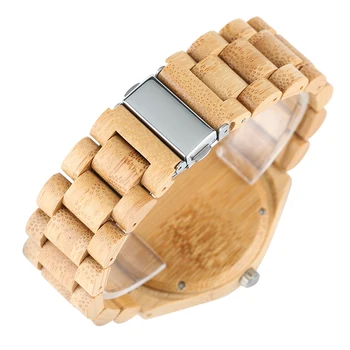 Prabangus Visiškai Natūralus Bambuko Medinės Laikrodžiai Top Brand Prabangių Vyrų Rankų darbo Medienos Laikrodis Japonijos Kvarco Judėjimas Dovanų