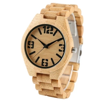 Prabangus Visiškai Natūralus Bambuko Medinės Laikrodžiai Top Brand Prabangių Vyrų Rankų darbo Medienos Laikrodis Japonijos Kvarco Judėjimas Dovanų