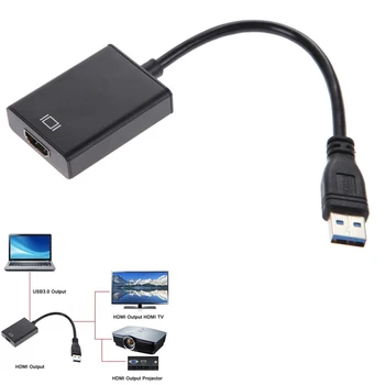 Didelės Spartos USB 3.0 HDMI Adapterį, Metaliniu korpusu Vyrų ir Moterų HDMI Vaizdo Kabelis Konverteris, Skirtas Nešiojamas HDTV TV Juoda