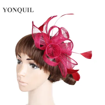 Kelių spalvų pasirinkite elegantiškas ponios plaukų fascinator skrybėlę ant plaukų šukos ponios išgalvotas plunksna, plaukų aksesuarų, vestuvių rasės SYF231