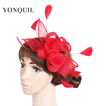 Kelių spalvų pasirinkite elegantiškas ponios plaukų fascinator skrybėlę ant plaukų šukos ponios išgalvotas plunksna, plaukų aksesuarų, vestuvių rasės SYF231