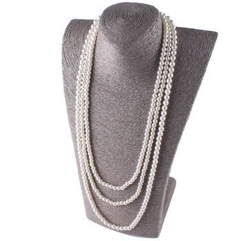 JIOFREE Moterų Klasikinis Multi grandinės sluoksnis Dramblio kaulo Turas Imituojamas-perlų Imitacija, perlų Karoliai Rankų darbo ilgi Perlų Karoliai moterims