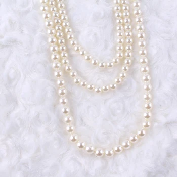 JIOFREE Moterų Klasikinis Multi grandinės sluoksnis Dramblio kaulo Turas Imituojamas-perlų Imitacija, perlų Karoliai Rankų darbo ilgi Perlų Karoliai moterims