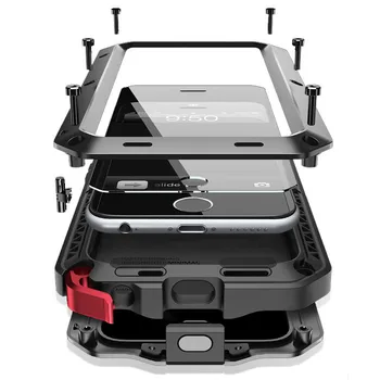 Prabanga Doom Šarvai Gyvenimo Šoko Dropproof Hibridas atsparus smūgiams Metalo, Aliuminio Apsauginis Atveju iPhone 8 7 5 5S SE X 6 S 6S Plius