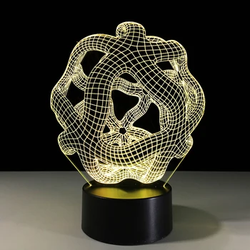 7 Spalvų Keitimas Stalo Lempa Abstraktus Paveikslas Mados Skulptūra 3D Optinė Led Nakties Šviesos Palieskite Mygtuką Miego Apšvietimo Namų Dekoro