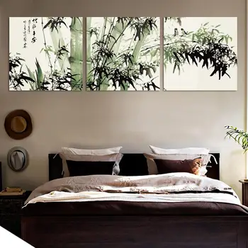 Mados didelės drobės meno pigūs šiuolaikinio abstraktaus bambuko drobė sienos meno kraštovaizdžio aliejaus tapybai nuotraukas kambarį NoFrame
