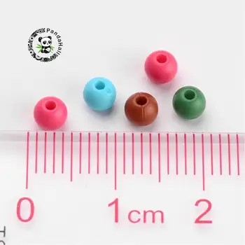 Kietojo snap akrilo kamuolys karoliukai, apvalūs, mišrios spalvos, 4 mm, skylė: 1mm