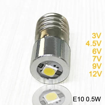 Baltas LED Atnaujinti Lemputė 3 6 Ląstelių C D Modelis 0,5 W E10 3v 4.5 v 6 v 7v 9v 12v Pakeisti LED Žibintuvėlis Žibintuvėlio Lemputės