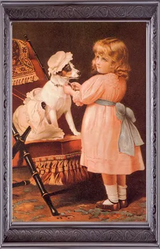 Siuvinėjimas, siuvinėjimo DIY14CT), jei panaudoto nemarginto mergina apsirengęs šuo DMC kryželiu rinkiniai dygsnio apmušalai