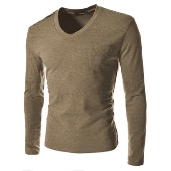 Nemokamai teptuku Vyrų nauja, ilgomis rankovėmis marškinėliai pečių vieno krūtinėmis krūtinės kišenėje atsitiktinis ilgomis rankovėmis T-shirt dizainas