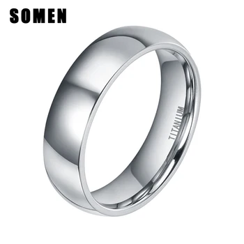 6mm Sidabro, Titano Žiedai Moterų Klasikinis Vestuvių Juostoje Dalyvavimas Pažadas Žiedas Dome Poliruoti Moterų Žiedai bižuterijos