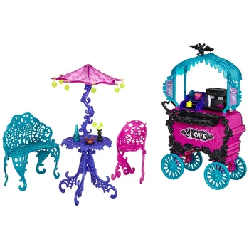 Viena Lėlė Baldai Kelionės Scaris Kavinė Kėdės & Krepšelį , Naujų Stilių Mergaičių Plastiko Žaislas Monster High Lėlės Mergaitėms-Geriausia Dovana