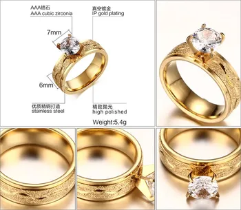 Mados Vestuvinis Žiedas Moterims Nuobodu Lenkijos Nerūdijančio Plieno Vestuvinį Žiedą, Šakės Nustatymas Moterų Kubinių Zirconia Papuošalai