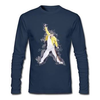 Atsitiktinis Freddie Mercury Akvarelė Marškinėliai Kvailai Vyrų Marškinėliai O-kaklo Medvilnės ilgomis Rankovėmis vyriški Marškiniai
