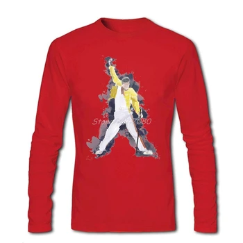 Atsitiktinis Freddie Mercury Akvarelė Marškinėliai Kvailai Vyrų Marškinėliai O-kaklo Medvilnės ilgomis Rankovėmis vyriški Marškiniai