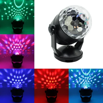 3W Mini Magic Ball Spalvinga Sukasi Automobilio scenos šviesos Balso Aktyvuota USB arba su baterijomis, Lazerio Projektorius LED Disco Lempos