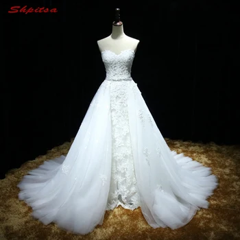 Nuimamas Nėrinių Vestuvių Suknelės su Nuimamu Sijonu Tiulio China Vestuvių Suknelės Weding Vestuvių Nuotaka Suknelės Weddingdress