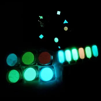 2g Neon Fosforo Milteliai Nagų Blizgučiai Milteliai Dulkių Šviesos Pigmento Liuminescencinės Milteliai Nagų Glitters Švyti Tamsoje 6 Spalvų