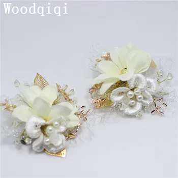 Woodqiqi 2vnt/daug Subtilus Nuotaka Plaukų Segtukai, galvos Apdangalai, Blizgios gėlės, Skrybėlės Vestuvių headpieces plaukų aksesuarai