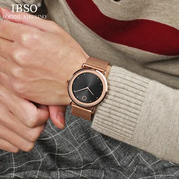 IBSO Vyrai Laikrodžiai Top Brand Prabanga 7.6 MM-Ultra plonas Kvarciniai Laikrodžiai Relojes Hombre 2018 Mados Žiūrėti Vyrų Relogio Masculino