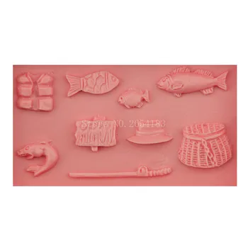 Žvejys Žvejybos Įrankis Silikono formos Minkštas Muilas 3D Torto Formą Keksiukų Želė Saldainiai, Šokoladas Apdailos Kepimo Formų FQ2959