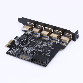 Super Greitis PCI-E, USB 3.0 19-Pin 5 Port PCI Express Plėtimosi Kortelės Adapteris SATA Jungtis 15Pin Tvarkyklės CD Desktop