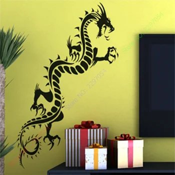 Sienų lipdukai Namų dekoro PVC Vinilo paster Nuimamas Dailės Freskos Dragon Dydis 66x200cm