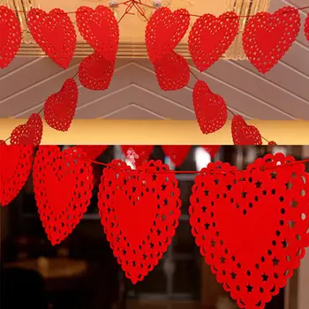 3 Metrų Raudona Širdis Myli Neaustinės medžiagos Audinys Vėliavos Šalies Girliandą vestuves Reklama Starta, Vestuvių dekoravimas
