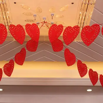 3 Metrų Raudona Širdis Myli Neaustinės medžiagos Audinys Vėliavos Šalies Girliandą vestuves Reklama Starta, Vestuvių dekoravimas