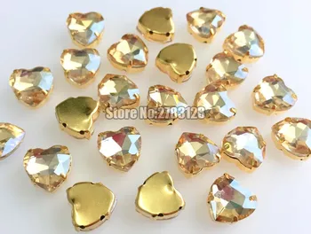 Aukso apačioje aukso čempionas širdies formos AAA Stiklo Kristalų siūti letena rhinones naudoti diy/Drabužių priedai SWHJ04