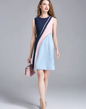 Naujas Colorblock Moterų Apvalkalas Suknelė Mados Rankovių Mini Atsitiktinis Suknelės D4807