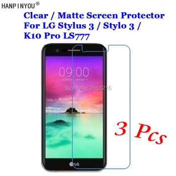 3Pcs/Daug LG Stylus 3 / Stylo 3 / K10 Pro LS777 HD Išvalyti / Anti-Glare Matinis Priekiniai Touch Screen Protector, Plėvelės, Apsauga Odos