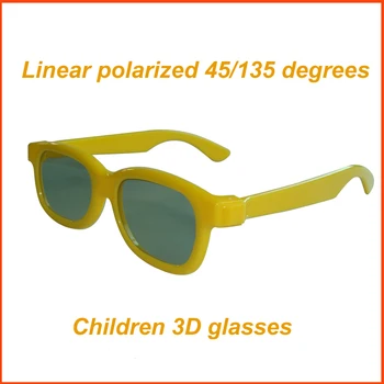 50pcs/daug Geltonos VAIKŲ 3D Akiniai Tiesinės Poliarizacijos 45/135 laipsnių Linijinis Poliarizuoti 3D Akiniai Vaikams