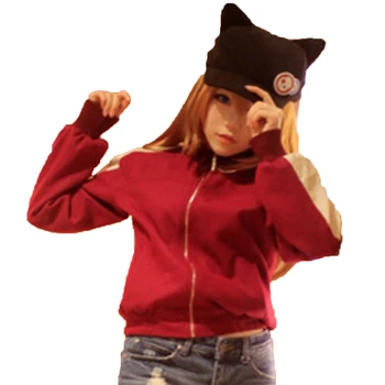 Neon Genesis Evangelion EVA Soryu Asuka Langley Katė Skrybėlę Cosplay Kostiumas Striukė Kailis Hoodie+Hat