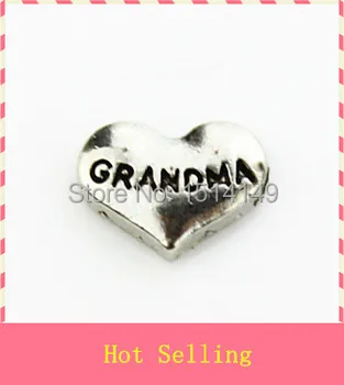 Karšto pardavimo 20pcs/daug sidabro širdies močiutė plūduriuojantis pakabukai gyvenimo stiklo plūduriuojantis atminties apranga