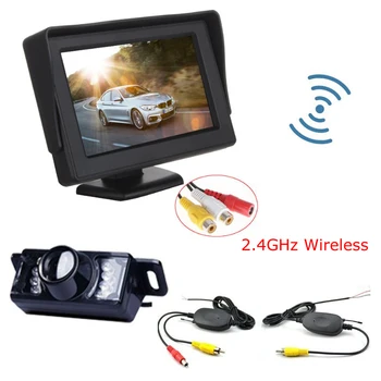 ANSHILONG 3 in 1 Belaidis automobilio Parkavimo Kamera Stebėti Video Sistemą, DC 12V Automobilinis Monitorius Su Galinio vaizdo Kamera + Bevielis Rinkinys
