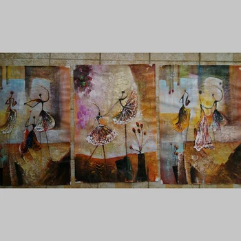 Baleto Šokėjų grupė 3PCS iš Rankomis dažyti Šiuolaikinio Abstraktaus Naftos Tapyba Ant Drobės, Sienos Menas Namų Puošybai Namų Dekoro