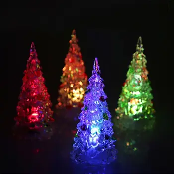 1pc Mirksi Pasakų Spalva Keičiasi LED Nakties Šviesos Lempos Kalėdų Eglutės Ornamentu Akrilo Kalėdų Stalo Namų Valentino Dieną Apdaila