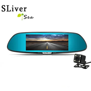 SLIVERYSEA Automobilių DVR Transporto priemonės HD 1080P vaizdo Kamera, Vaizdo Dvigubo Objektyvo galinio vaizdo Veidrodis Dual Įrašyti Galiniai Matomas 7 