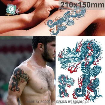 LC-849/Naujausias Kietas Vyrų Laikiną Kūno Tatuiruotė Lipdukai Kinijos Blue Dragon Totemas Tattoo Designs Vyrų