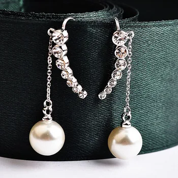 Naujas 2016 Šampano imituojamas perlų lašas auskarai moterims su Austrija Kristalai, auskarai moteris