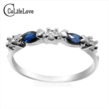 Mados sidabras brangakmenio žiedas kietas 925 sterlingas sidabro safyro žiedas gamtos mėlynas safyras sidabro žiedas moters gimtadienį