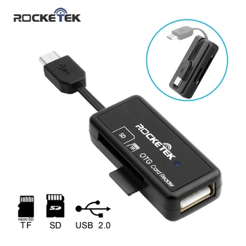 Rocketek Kortelių Skaitytuvas Didelės Spartos USB 2.0 Micro SD (T-Flash TF Atminties OTG Kortelių Skaitytuvas Mobiliojo Telefono, Tablet PC Mini Cardreader