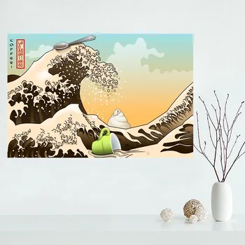 Gražus, Didelis Banga off Kangawa pagal Hokusai Užsakymą Drobės plakatus Namų Dekoravimo audinys Audinys Sienos Plakatas Spausdinimo Šilko Audinys
