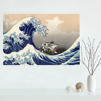 Gražus, Didelis Banga off Kangawa pagal Hokusai Užsakymą Drobės plakatus Namų Dekoravimo audinys Audinys Sienos Plakatas Spausdinimo Šilko Audinys