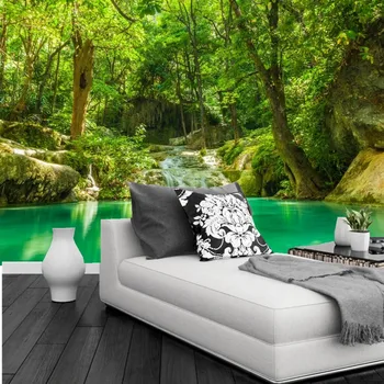 Custom 3d freskomis,Tropikų Miškai, Kriokliai, Medžiai Džiunglių Gamta tapetai,gyvenamasis kambarys su sofa-lova, tv sienos miegamajame papel DE parede