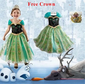 2016 Anna suknelė Princesė mergaičių kostiumai vaikams šalies disfraces princesa vestido ana festa de Carnaval fantasia infantil meninas