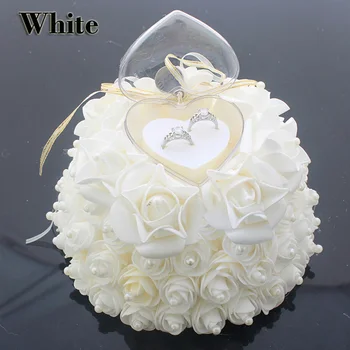 Europos stiliaus vestuvinis žiedas pagalvę širdies putos, rožių gėlių perlas vestuvių pagalvėlė 6 spalvų