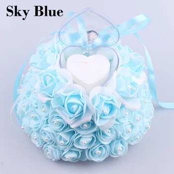Europos stiliaus vestuvinis žiedas pagalvę širdies putos, rožių gėlių perlas vestuvių pagalvėlė 6 spalvų
